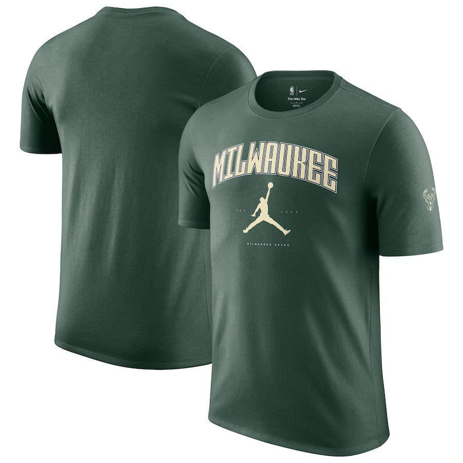 Milwaukee Bucks Jordan Brand Unisex Essential Cities T-Shirt - Hunter Green - UKASSNI