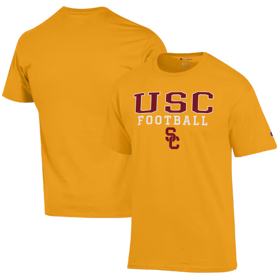 USC Trojans NCAA Champion Football Stack T-Shirt – Gold (USA Stock) - UKASSNI