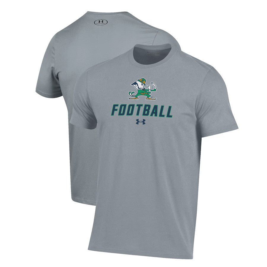 Notre Dame Fighting Irish NCAA Under Armour Football Performance T-Shirt – Grey (USA Stock) - UKASSNI
