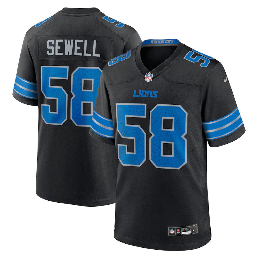 Penei Sewell NFL Detroit Lions Nike 2nd Alternate Game Jersey – Black (USA Stock) - UKASSNI