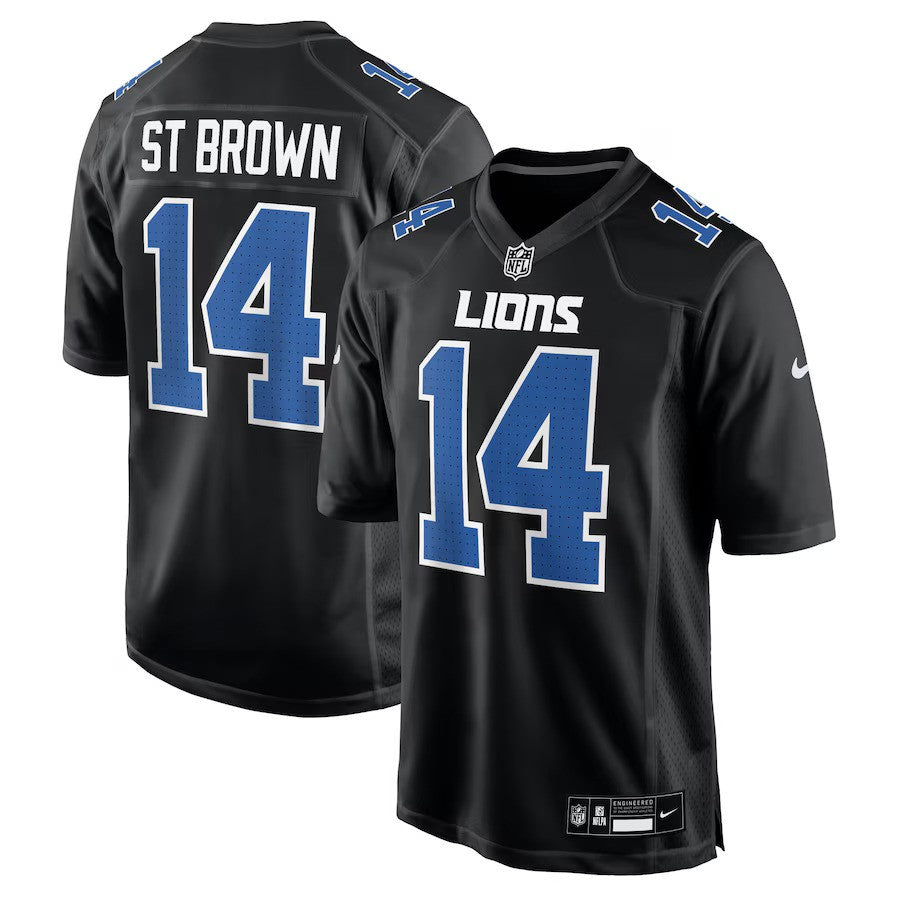 Amon-Ra St. Brown NFL Detroit Lions Nike Carbon Fashion Jersey – Carbon Black (USA Stock) - UKASSNI