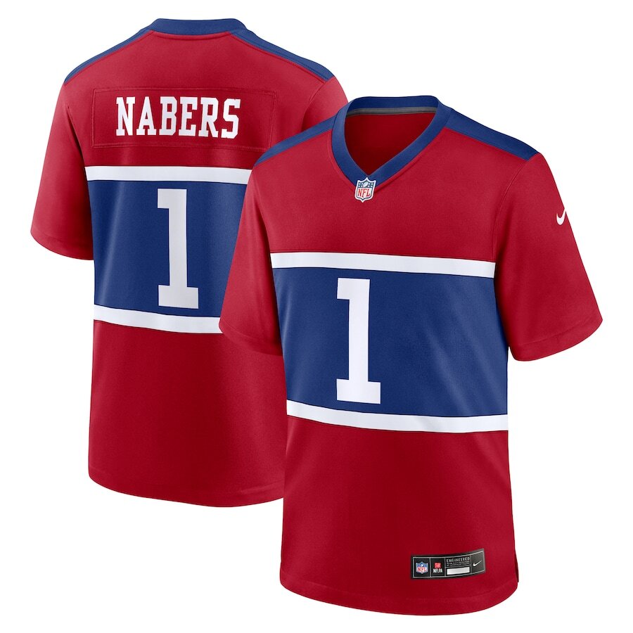 Malik Nabers New York Giants Nike Alternate Game Jersey – Century Red (USA Stock) - UKASSNI