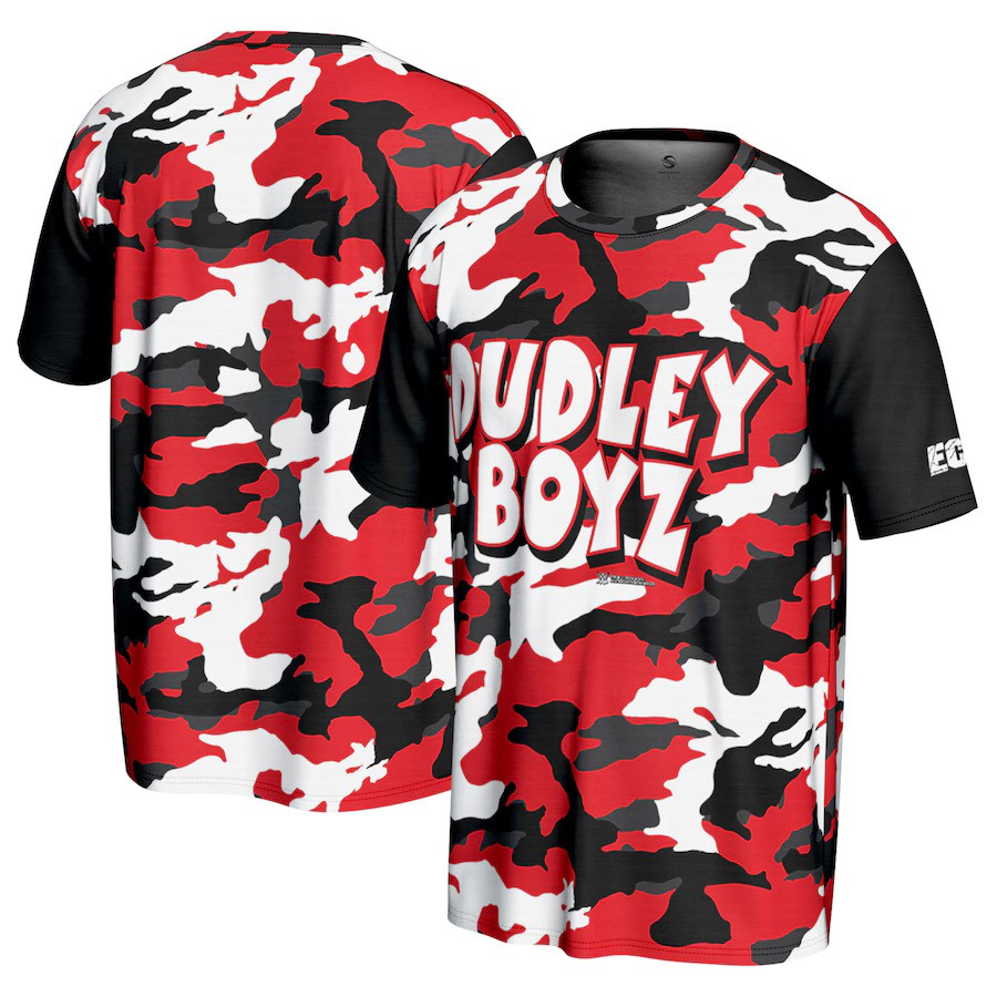 The Dudley Boyz WWE ProSphere Camo T-Shirt – Black/Red (USA Stock) - UKASSNI