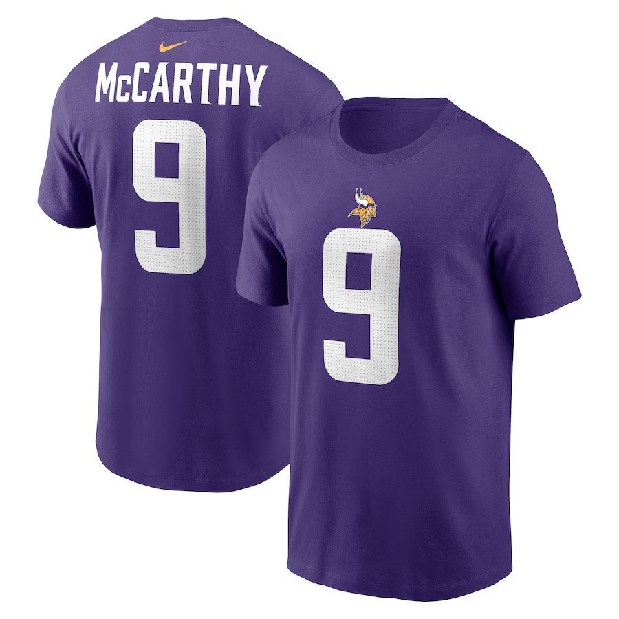 J.J. McCarthy NFL Minnesota Vikings Nike Name & Number T-Shirt – Purple (USA Stock) - UKASSNI