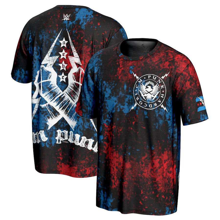 CM Punk WWE ProSphere Straight Edge Hardcore Champion T-Shirt – Black (USA Stock) - UKASSNI