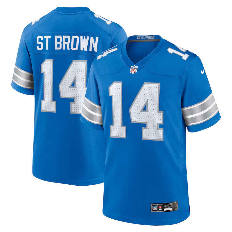 Detroit Lions NFL UK Amon-Ra St. Brown Nike Game Jersey – Blue (UK Stock) - UKASSNI
