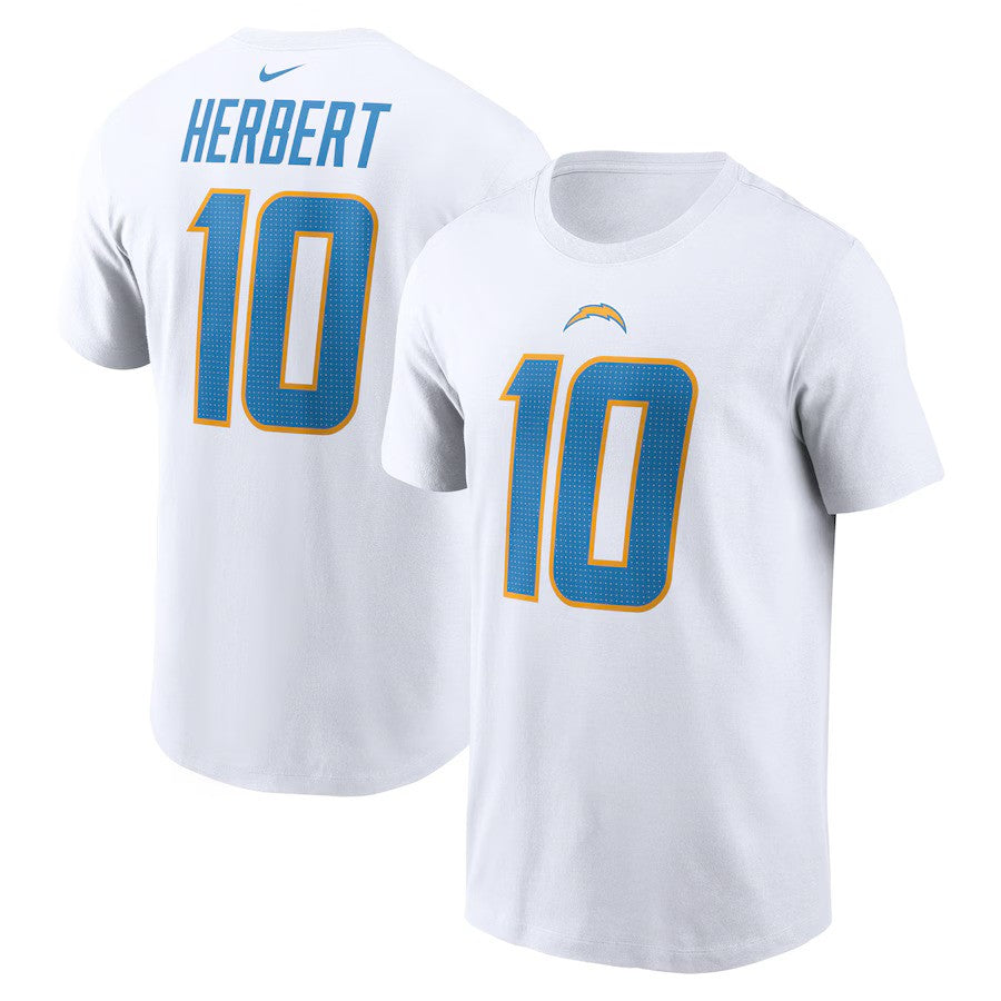 Justin Herbert NFL Los Angeles Chargers Nike Player Name & Number T-Shirt – White (USA Stock) - UKASSNI