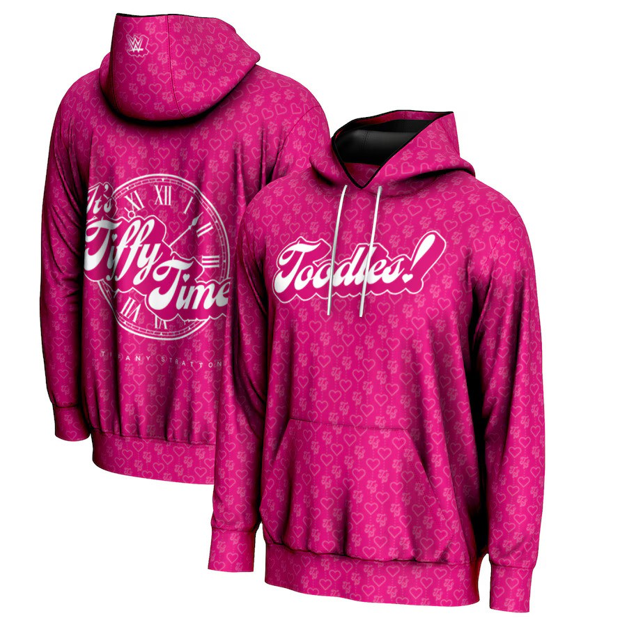 Tiffany Stratton WWE ProSphere Tiffy Time Pullover Hoodie – Pink (USA Stock) - UKASSNI