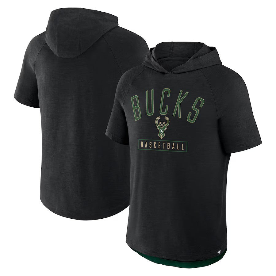 Milwaukee Bucks NBA Fanatics Pass Legend Hooded T-Shirt - Black - UKASSNI