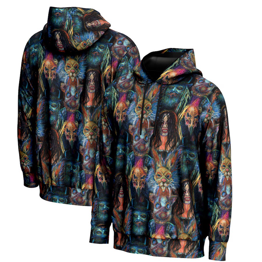 Wyatt Sicks WWE ProSphere Allover Print Pullover Hoodie – Black (USA Stock) - UKASSNI