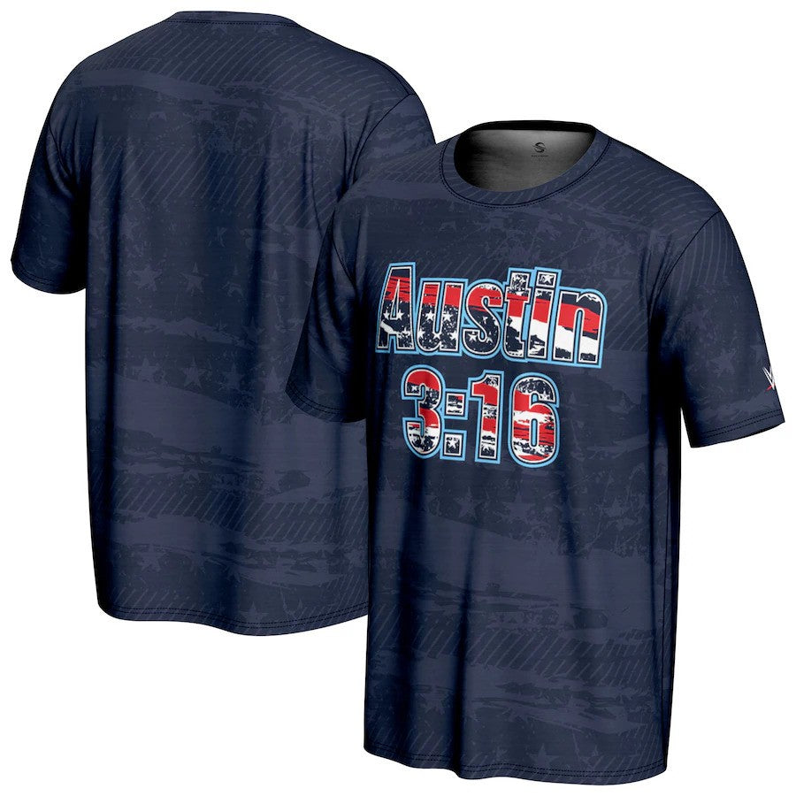 Stone Cold Steve Austin ProSphere Americana T-Shirt – Navy (USA Stock) - UKASSNI