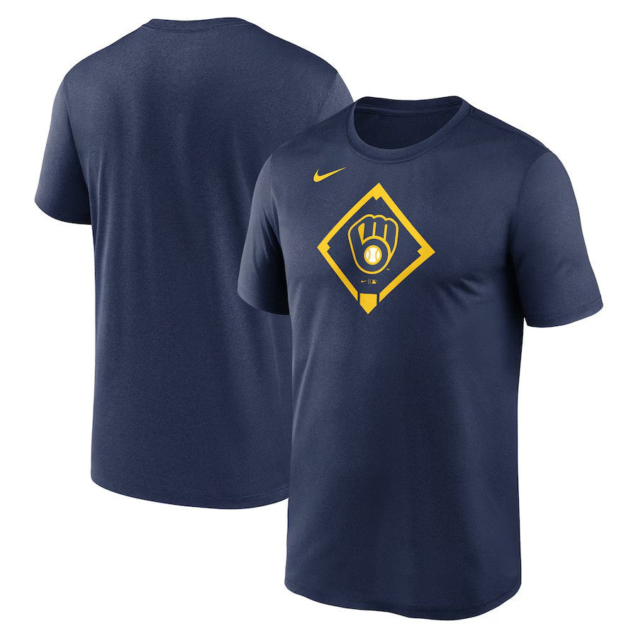 Milwaukee Brewers MLB Nike Icon Legend Performance T-Shirt - Navy - UKASSNI