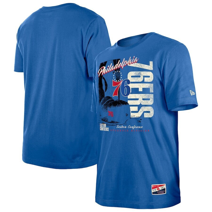 Philadelphia 76ers NBA New Era Distressed Throwback Vintage Color Pack T-Shirt - Royal - UKASSNI