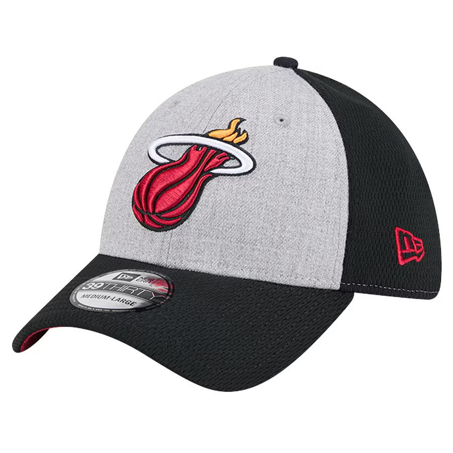Miami Heat NBA New Era Two-Tone 39THIRTY Flex Hat - Heather Gray/Black - UKASSNI
