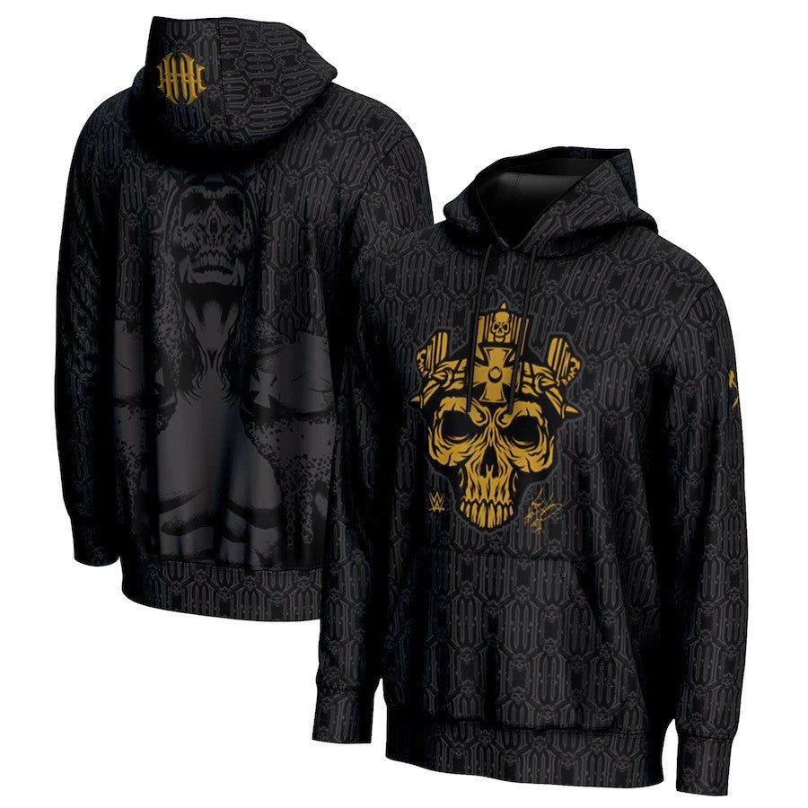 Triple H WWE ProSphere Gold Skull King Pullover Hoodie – Black (USA Stock) - UKASSNI