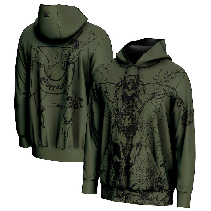 Triple H WWE ProSphere Skull King Pullover Hoodie – Olive (USA Stock) - UKASSNI