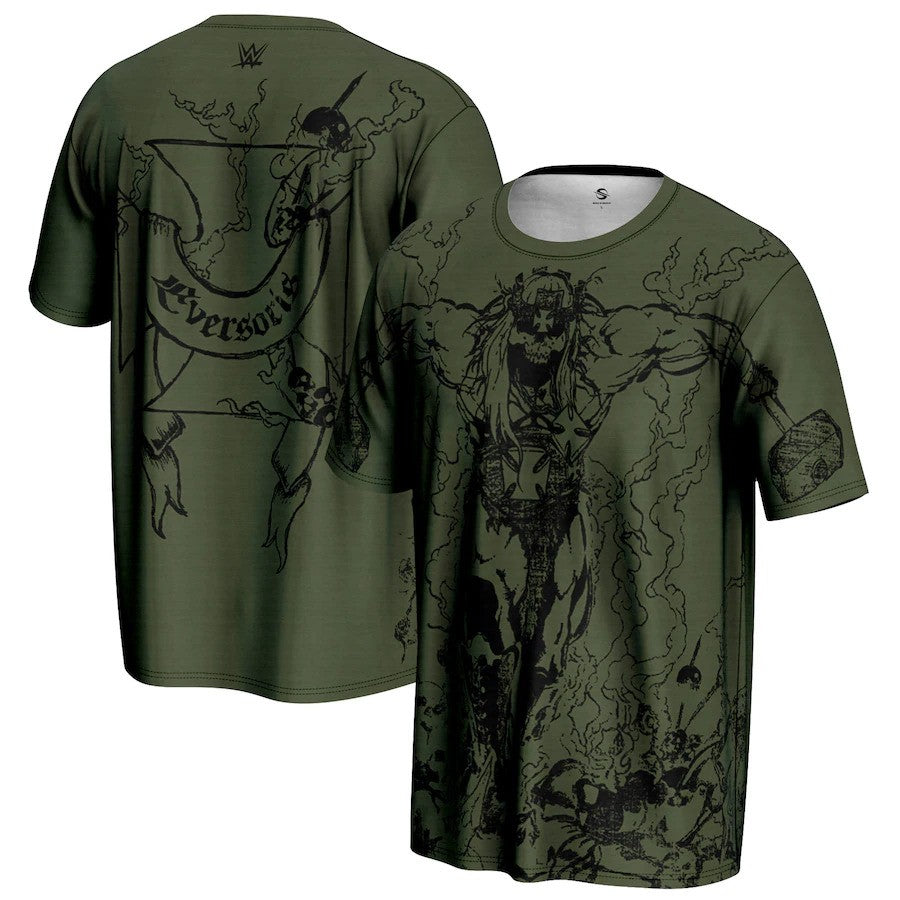 Triple H WWE ProSphere Skull King T-Shirt – Olive (USA Stock) - UKASSNI