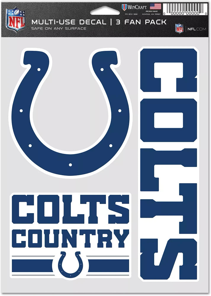 Indianapolis Colts NFL UK Wincraft Multi-Use Decal - 3 Fan Pack - UKASSNI