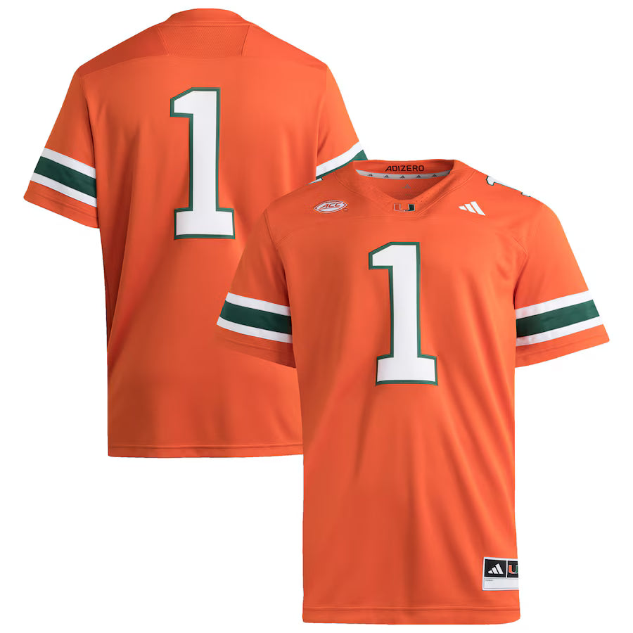 Miami Hurricanes #1 Premier Jersey – Orange (USA Stock)