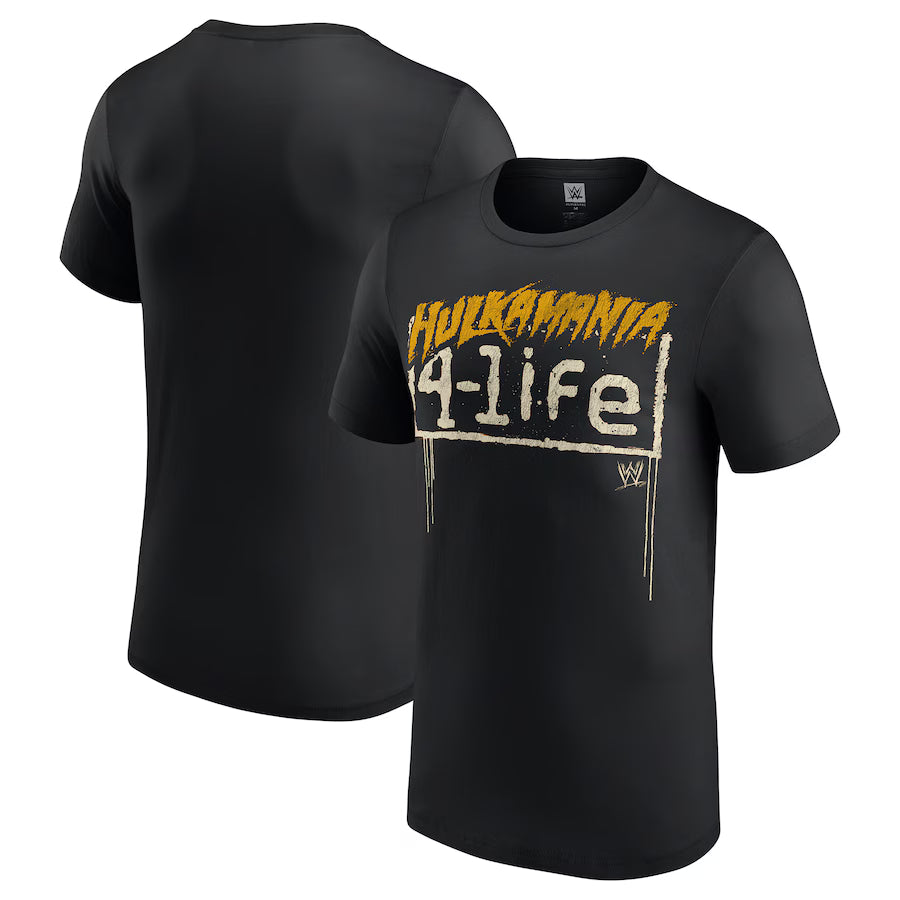 Hulk Hogan WWE Hulkamania 4-Life T-Shirt – Black (USA Stock) - UKASSNI
