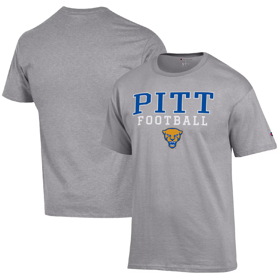 Pitt Panthers NCAA Champion Football Stack T-Shirt - Heather Gray (USA Stock)