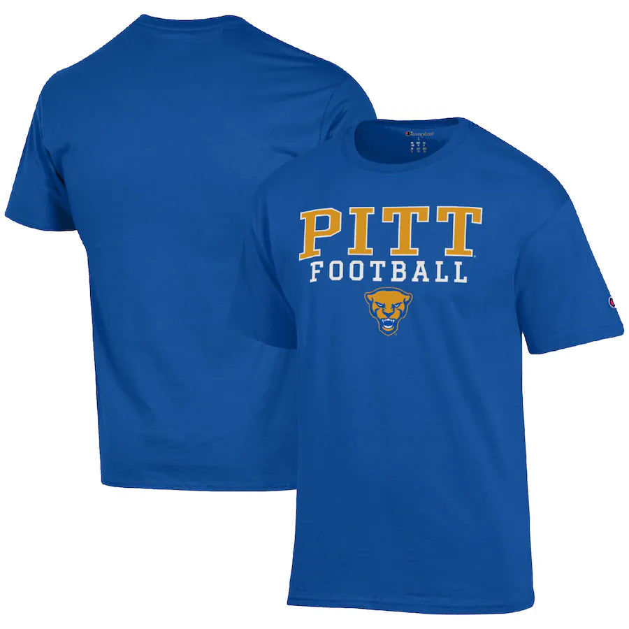 Pitt Panthers NCAA Champion Football Stack T-Shirt - Royal (USA Stock)