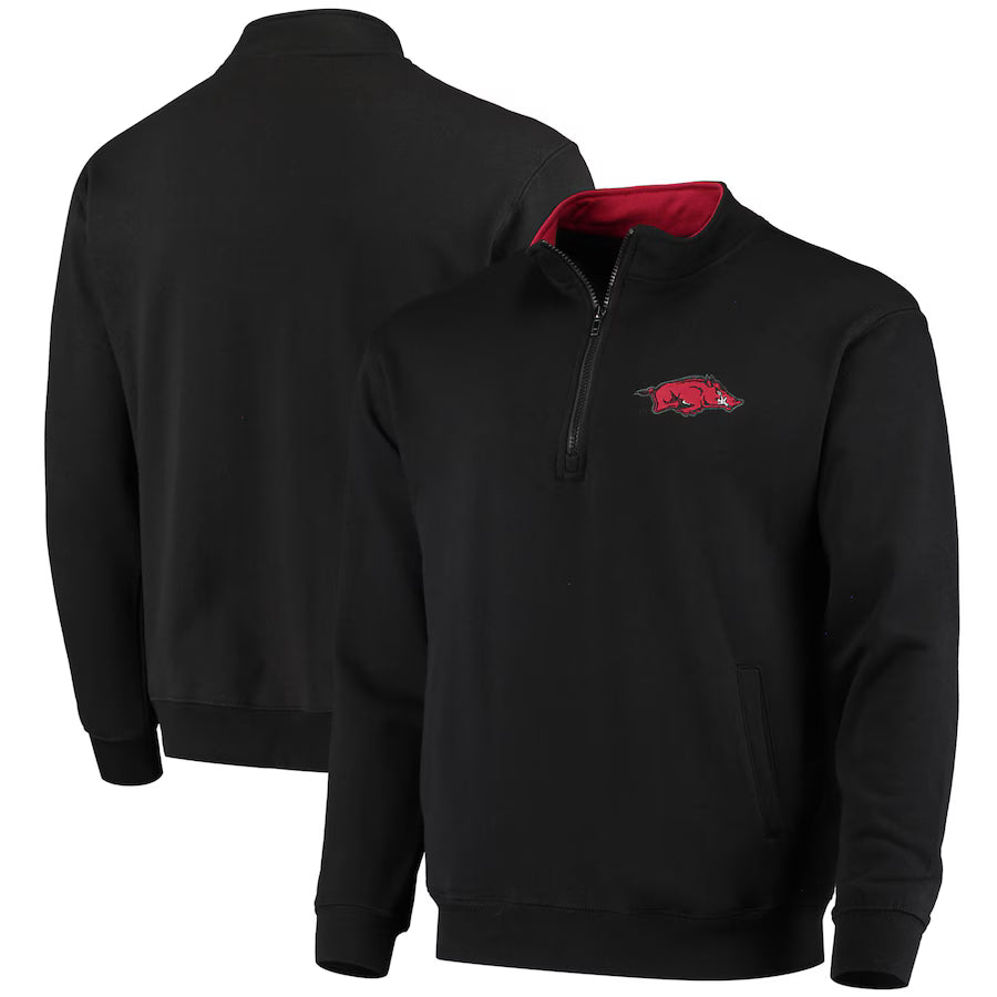 Arkansas Razorbacks NCAA Colosseum Tortugas Quarter-Zip Jacket – Black (USA Stock)
