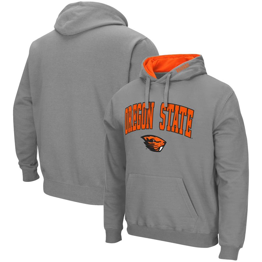 Oregon State Beavers NCAA Colosseum Arch & Logo 3.0 Pullover Hoodie - Heather Gray (USA Stock)