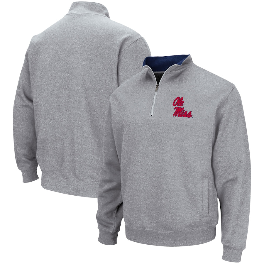 Ole Miss Rebels NCAA Colosseum Tortugas Quarter-Zip Jacket – Heathered Gray (USA Stock)