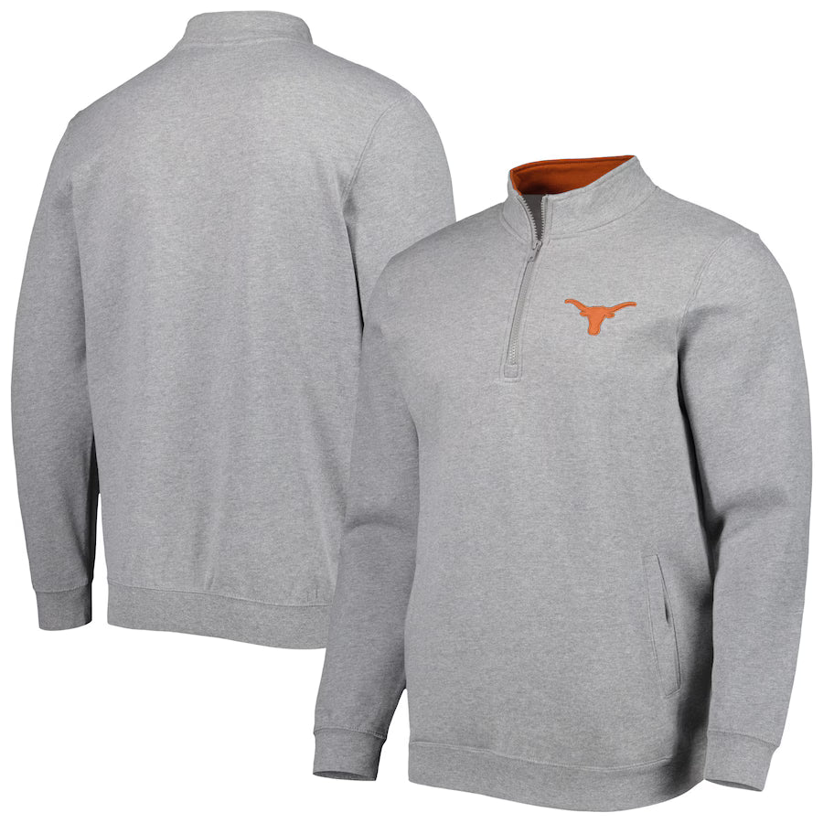 Texas Longhorns NCAA Colosseum Tortugas Quarter-Zip Sweatshirt – Heathered Gray (USA Stock)