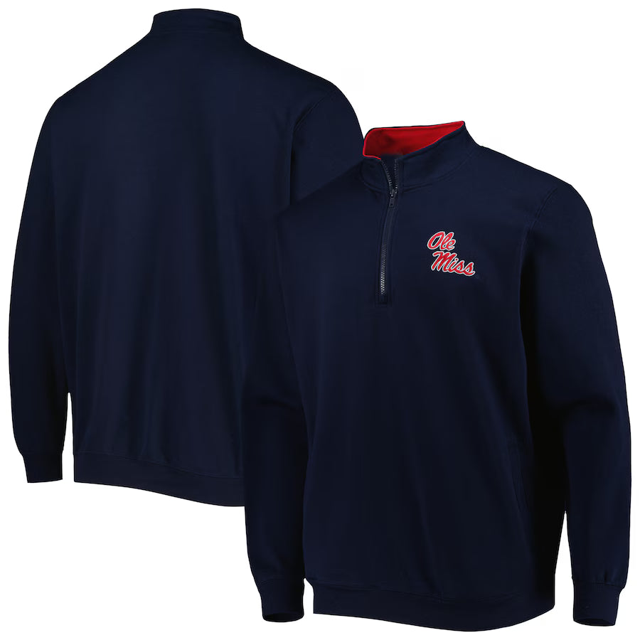 Ole Miss Rebels NCAA Colosseum Tortugas Quarter-Zip Sweatshirt – Navy (USA Stock)