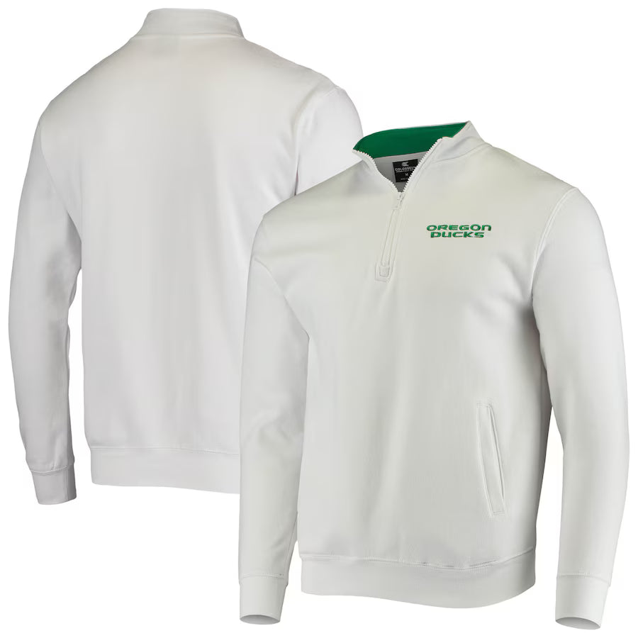 Oregon Ducks NCAA Colosseum Tortugas Quarter-Zip Jacket – White (USA Stock)