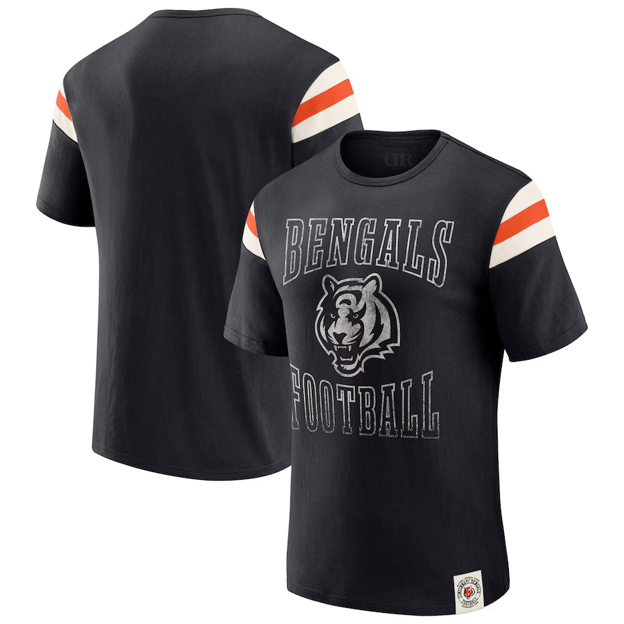 Cincinnati Bengals Darius Rucker Collection by Fanatics Football Stripe Sleeve T-Shirt - Black (USA Stock)