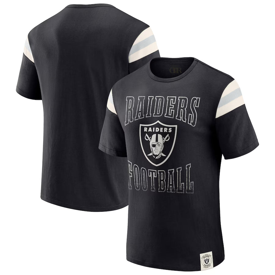 Las Vegas Raiders Darius Rucker Collection by Fanatics Football Stripe Sleeve T-Shirt - Black (USA Stock)