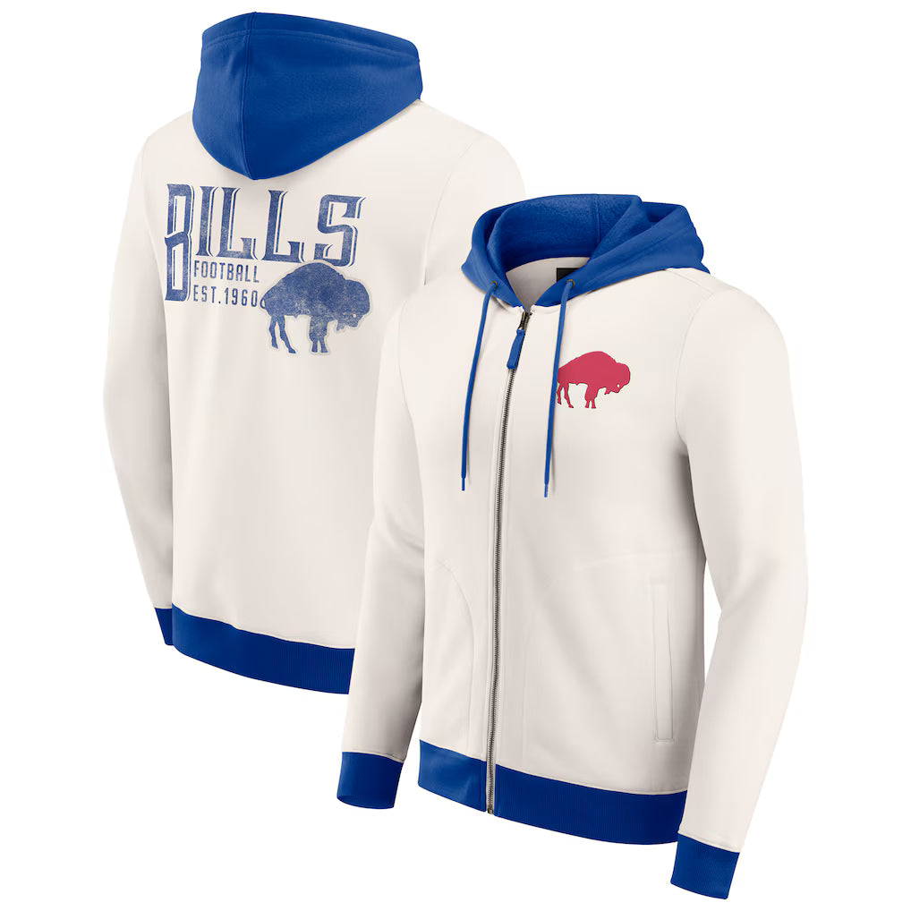 Buffalo Bills Darius Rucker Full-Zip Hoodie – Cream (USA Stock)