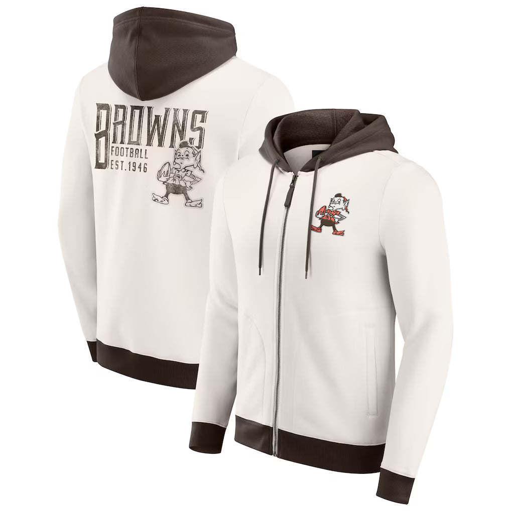 Cleveland Browns Darius Rucker Full-Zip Hoodie – Cream (USA Stock)