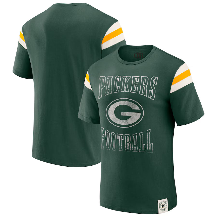 Green Bay Packers Darius Rucker Collection by Fanatics Football Stripe Sleeve T-Shirt - Green (USA Stock)