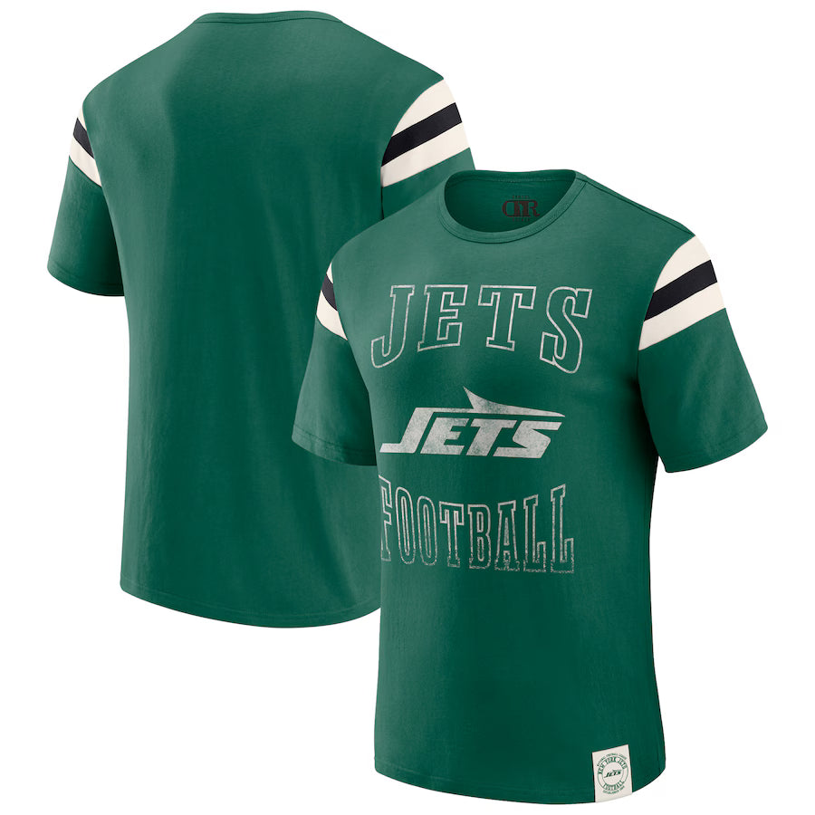 New York Jets Darius Rucker Collection by Fanatics Football Stripe Sleeve T-Shirt - Green (USA Stock)