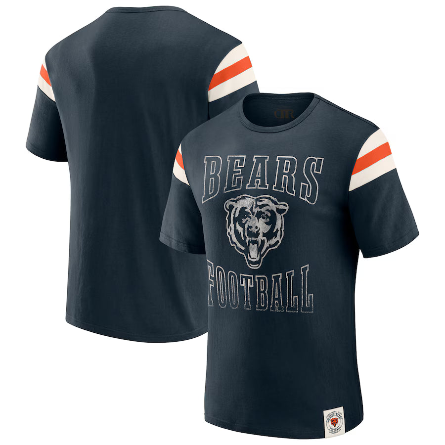 Chicago Bears Darius Rucker Collection by Fanatics Football Stripe Sleeve T-Shirt - Navy (USA Stock)