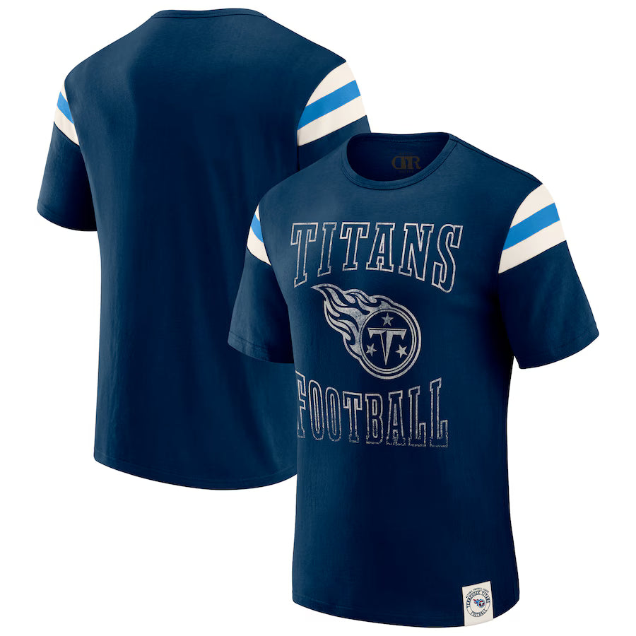 Tennessee Titans Darius Rucker Collection by Fanatics Football Stripe Sleeve T-Shirt - Navy (USA Stock)