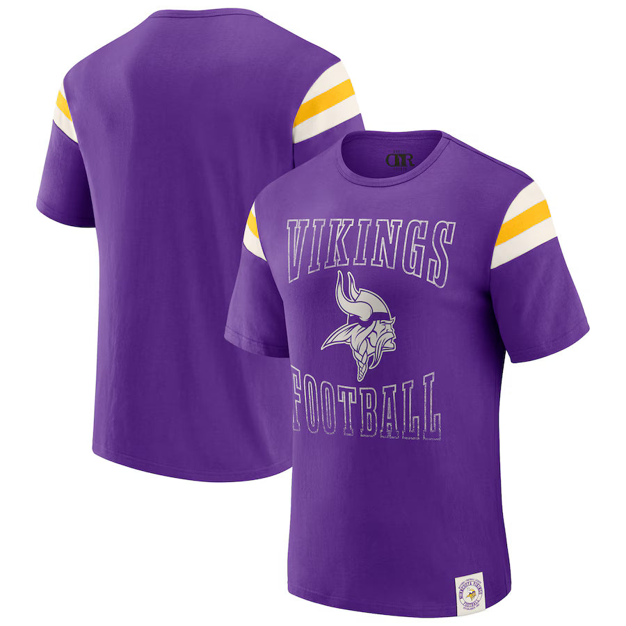 Minnesota Vikings Darius Rucker Collection by Fanatics Football Stripe Sleeve T-Shirt - Purple (USA Stock)
