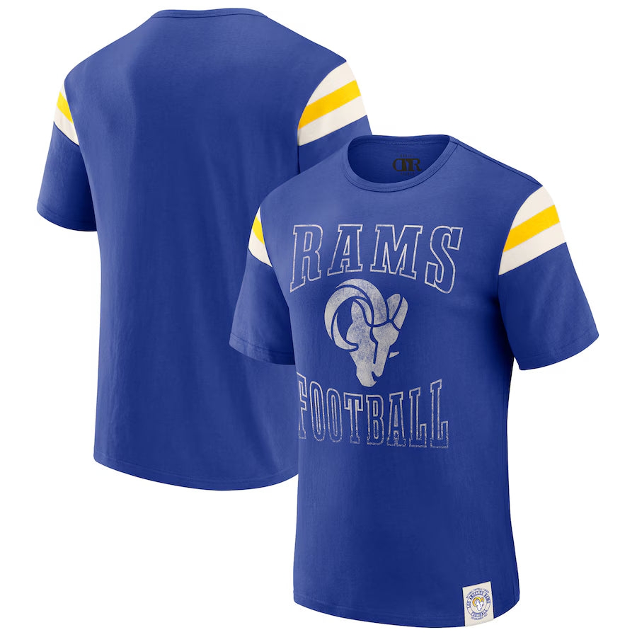 Los Angeles Rams Darius Rucker Collection by Fanatics Football Stripe Sleeve T-Shirt - Royal (USA Stock)