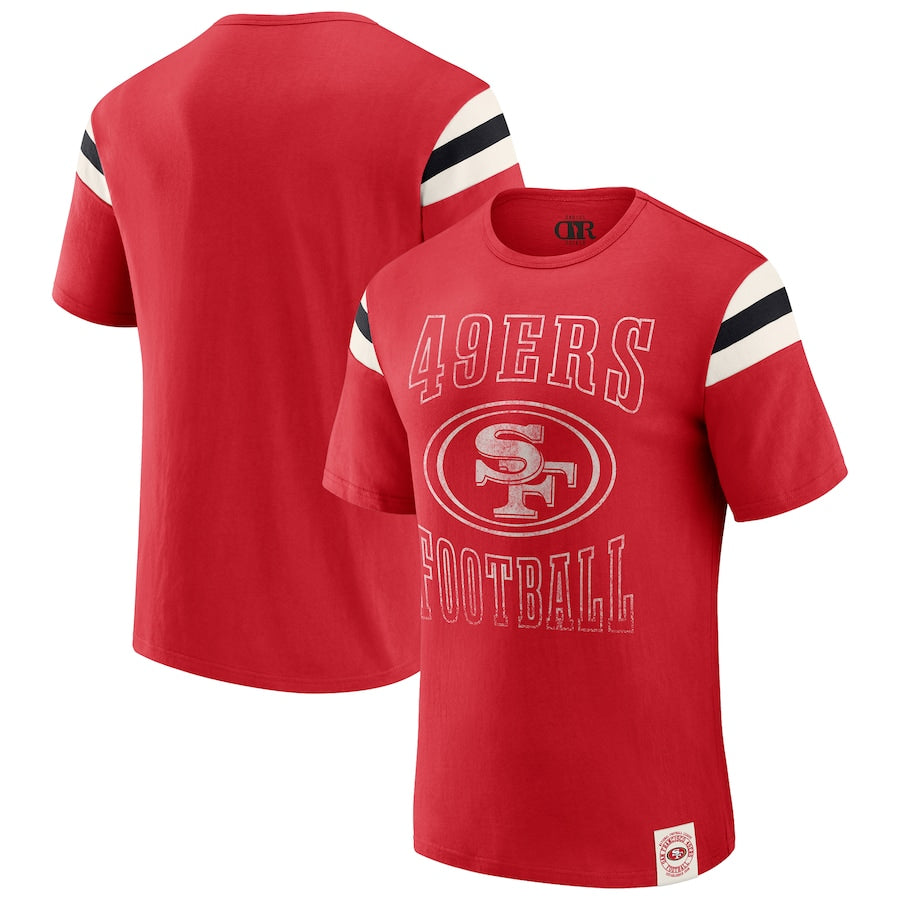 San Francisco 49ers Darius Rucker Collection by Fanatics Football Stripe Sleeve T-Shirt - Red (USA Stock)