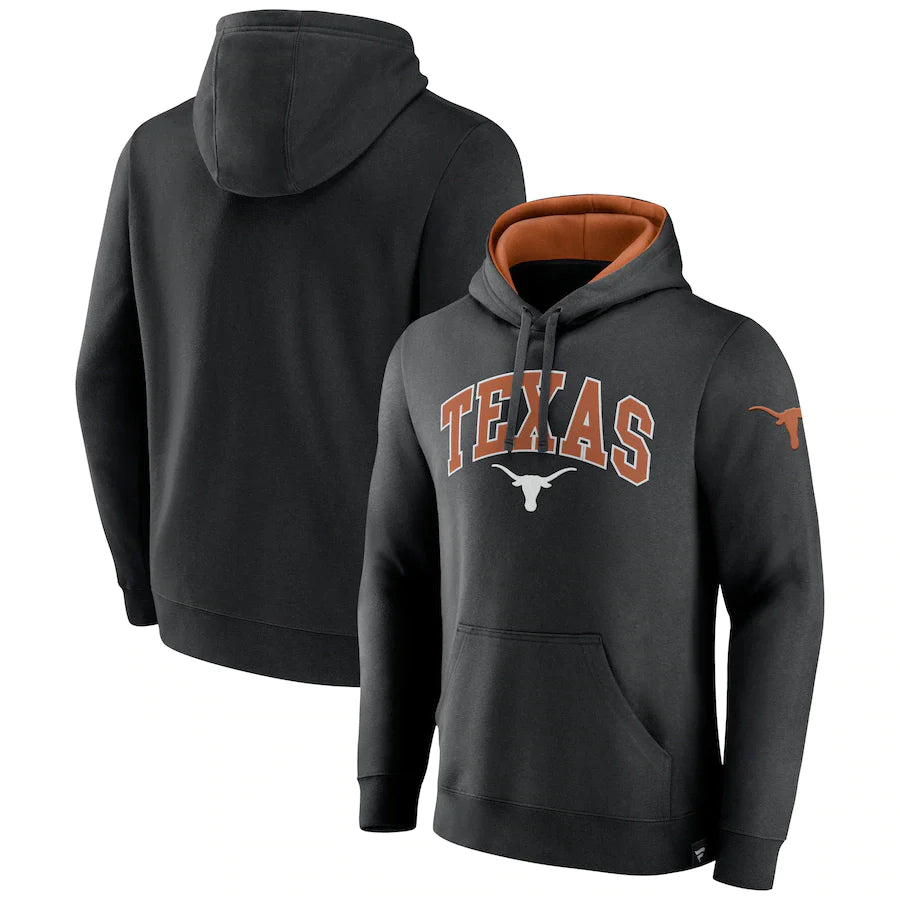 Texas Longhorns NCAA UK Fanatics Branded Arch & Logo Tackle Twill Pullover Hoodie - Black - UKASSNI