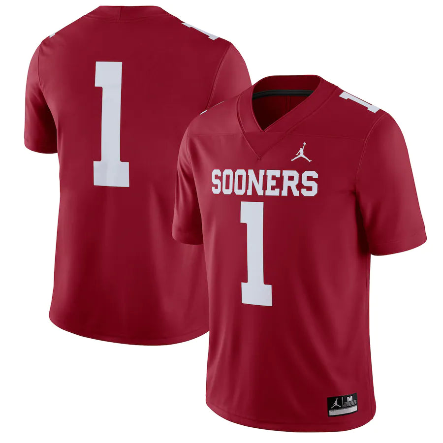 Oklahoma Sooners Jordan Brand #1 Home Game Jersey - Crimson - UKASSNI