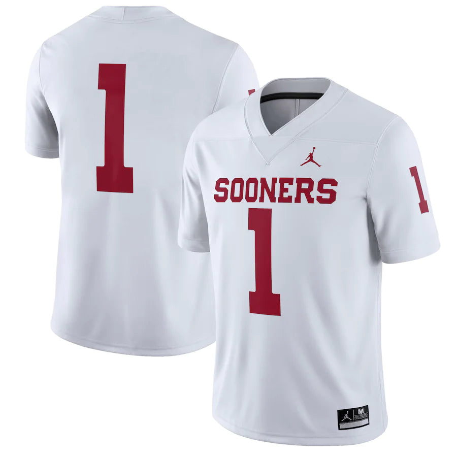 Oklahoma Sooners Jordan Brand #1 Away Game Jersey - White - UKASSNI