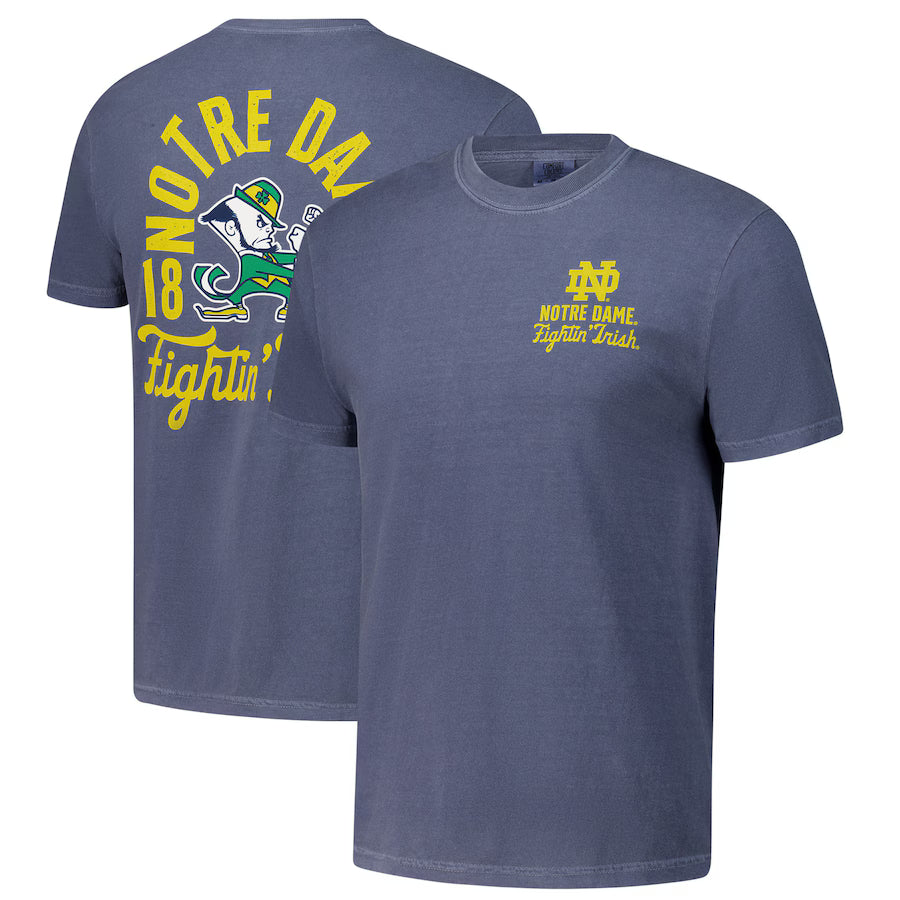 Notre Dame Fighting Irish NCAA Comfort Colors Mascot Overlay T-Shirt – Navy (USA Stock) - UKASSNI
