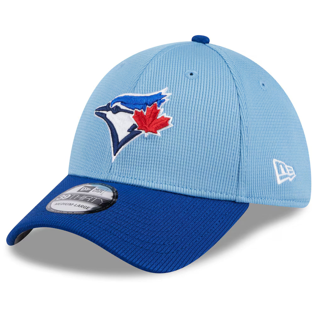 Toronto Blue Jays MLB New Era 2025 Batting Practice 39THIRTY Flex Hat – Light Blue (UK Stock)