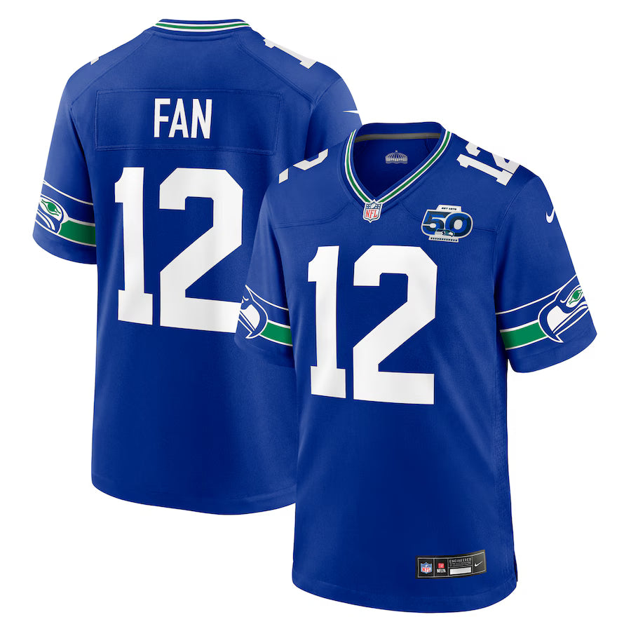 12 Fan NFL Seattle Seahawks Nike Alternate 2 50th Season Game Jersey - Royal (USA Stock)
