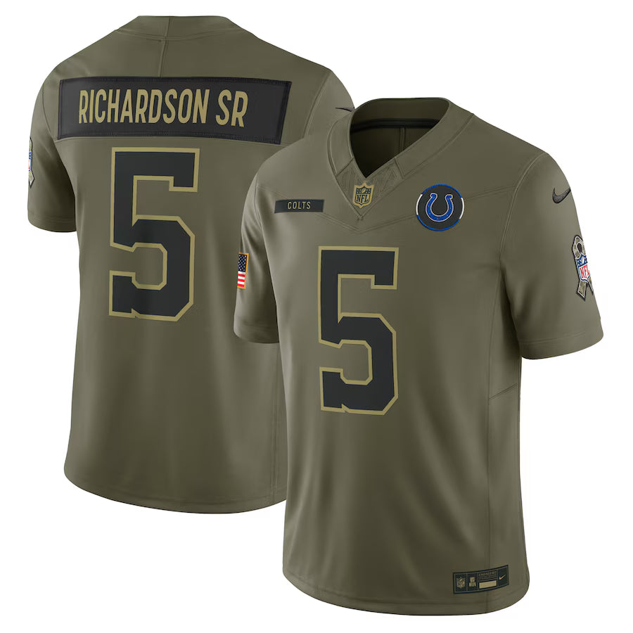 Anthony Richardson Sr. Indianapolis Colts 2025 Salute to Service Limited Jersey – Olive (USA Stock)